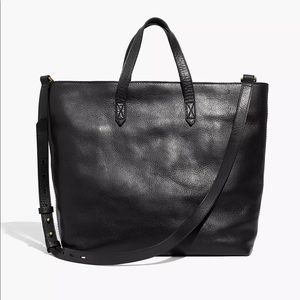 NWT black Madewell zip top transport carryall tote bag